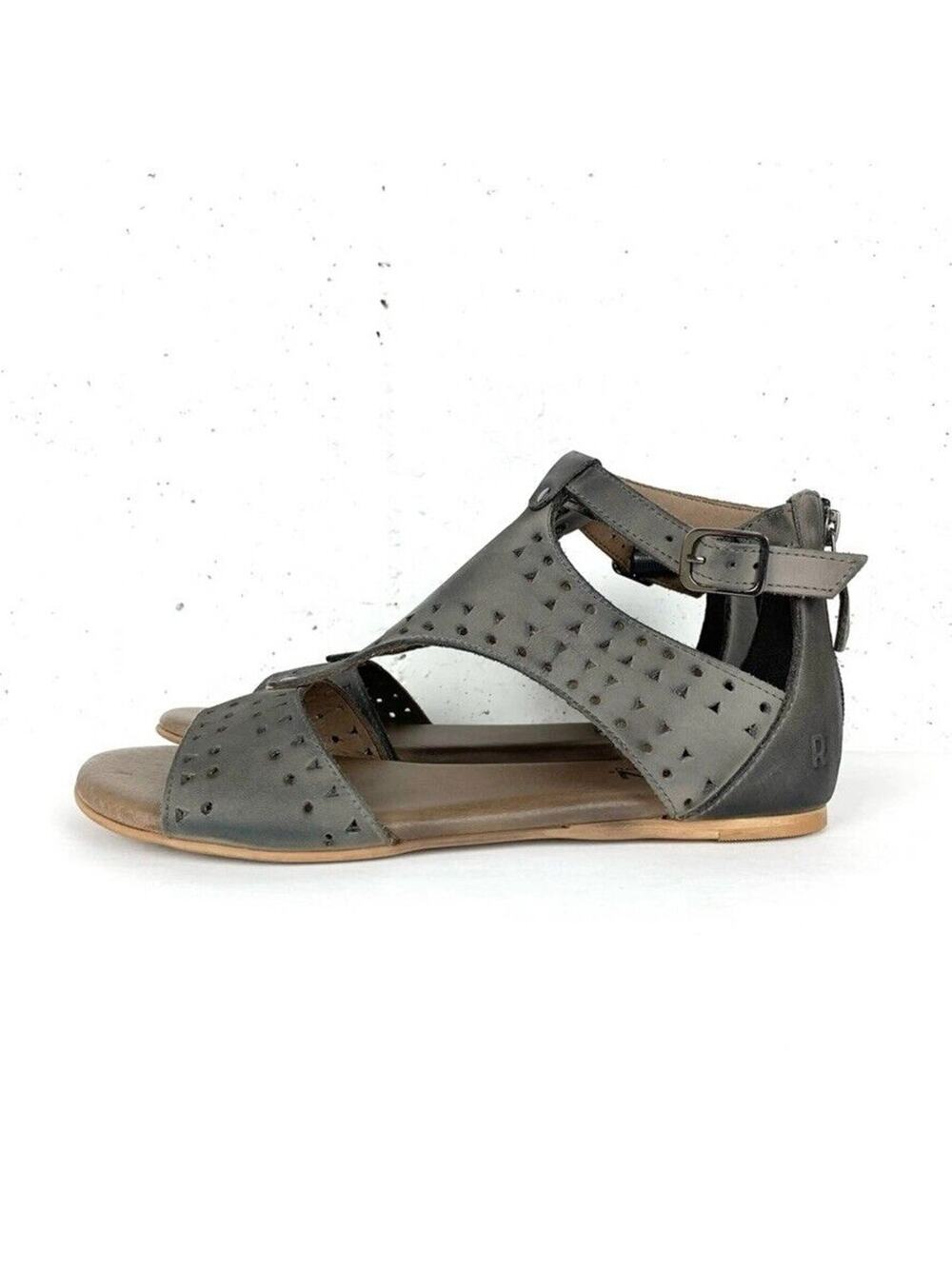 NIB ROAN by Bed Stu Kit Cutout Bosco Grey Gladiator Sandals Leather Size 7.5